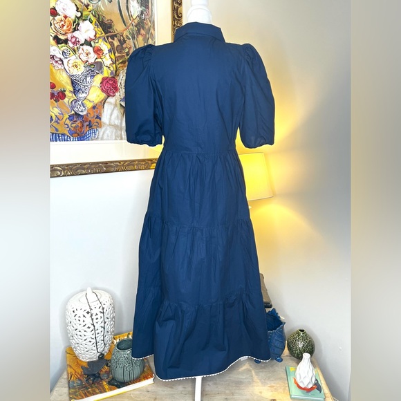 Gretchen Scott Designs Cotton Ric Rac Roc Midi/Maxi Dress NWT S Navy - Picture 9 of 10